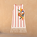 Girl's cream jersey cotton dress with red vertical stripes, a multi-coloured banana print, and fringe hem.