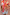 Thumbnail for Cardigan Martha Tomato Tapestry rosso con motivi celesti e bordi a punto coperta rosa.