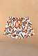 Boy's cream swim shorts with a multi-coloured banana print, elasticated waistband and orange drawstring.