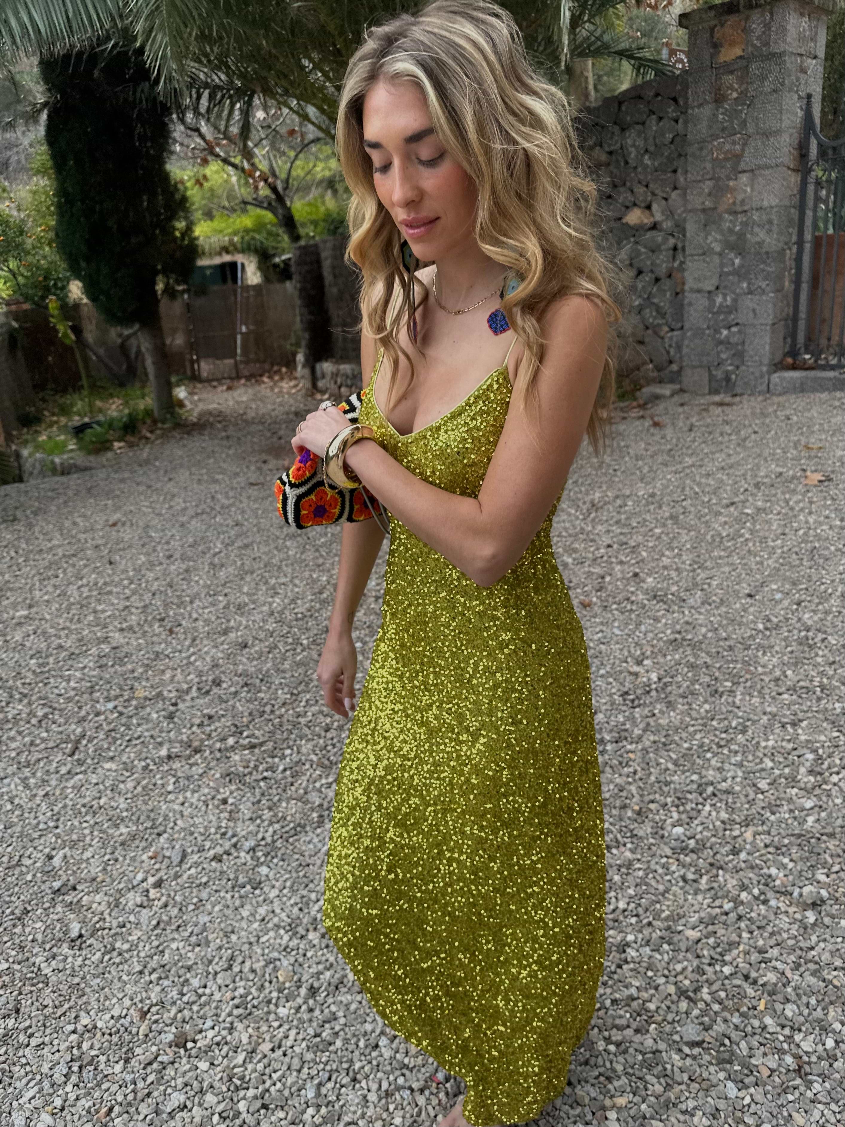 Lime Sequin Slip Dress – Never Fully Dressed