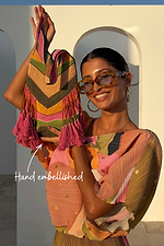 Abstract Beaded Fringe Bag