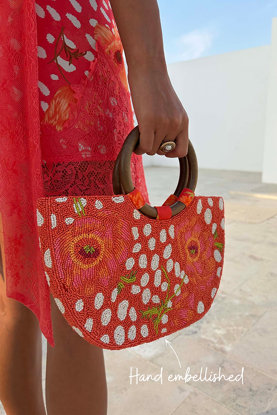 Coral Fawn Beaded Bag