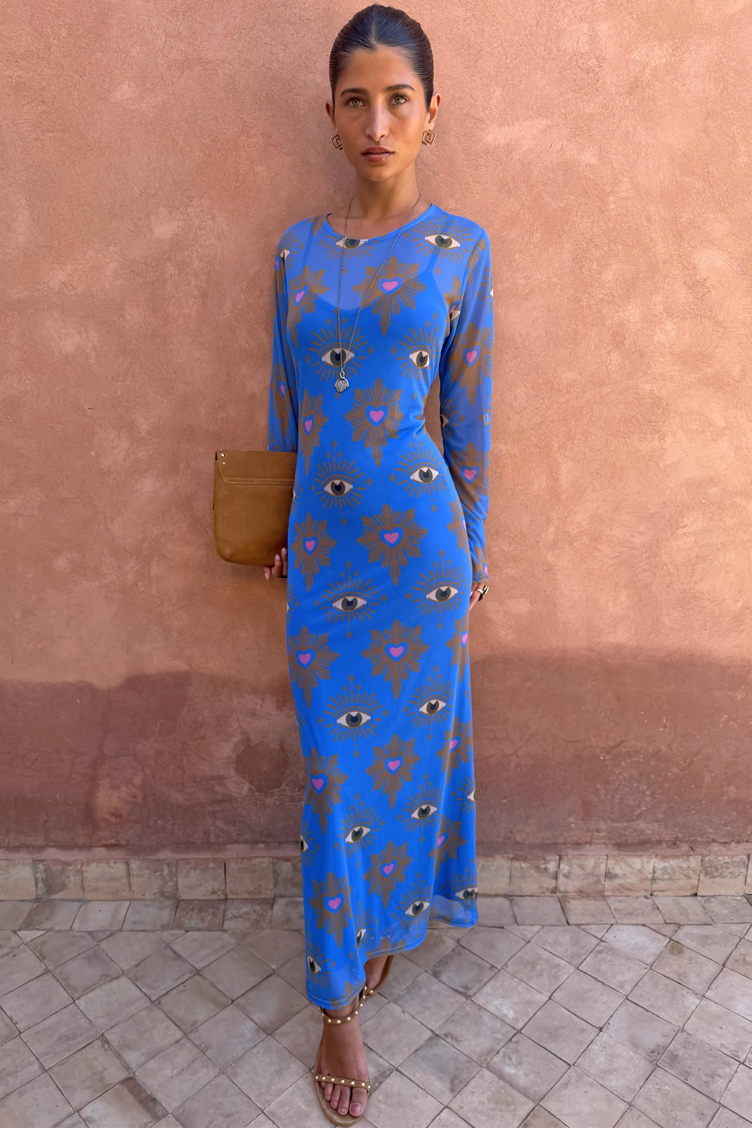 blue eyes dress Starry Eyed Velvet Maxi Dress - Dusty Blue