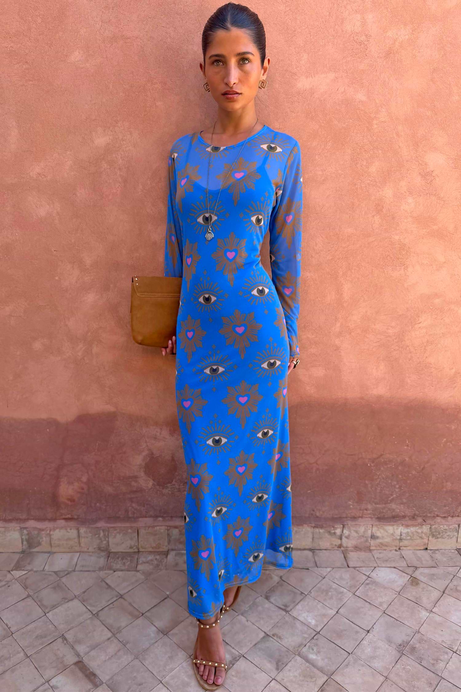 blue eyes dress Starry Eyed Velvet Maxi Dress - Dusty Blue