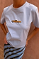 T-shirt Baby Cadillac in morbido cotone azzurro con motivo auto rétro e gonna a righe.