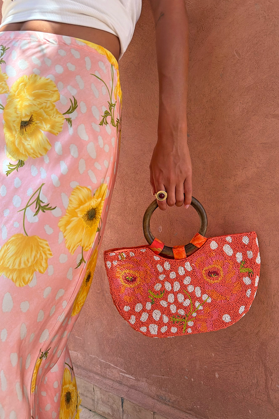 Coral Fawn Beaded Bag
