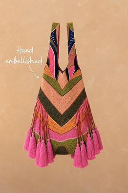 Abstract Beaded Fringe Bag