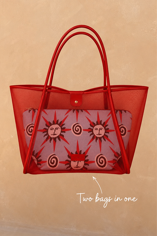 Red Mesh Tote Bag