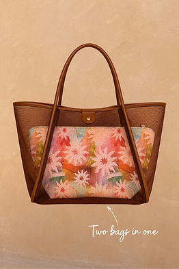 Tan Mesh Tote Bag