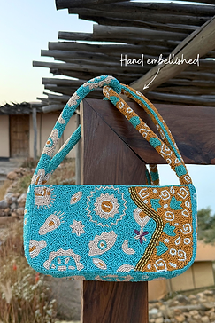 Blue and Yellow Morocco Beaded bag
