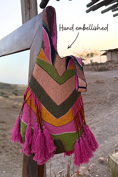 Abstract Beaded Fringe Bag