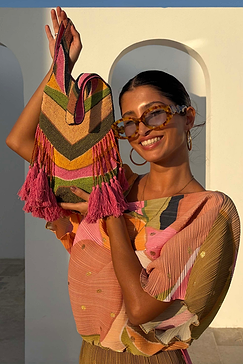 Abstract Beaded Fringe Bag