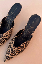 Leopard Heel Mules