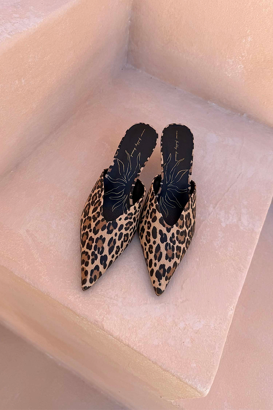 Leopard Heel Mules