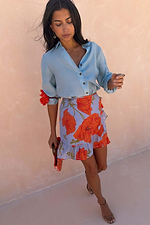 Blue Poppy Mini Jaspre Skirt with Frill