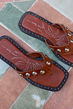 Tan Leather Stud Sandals