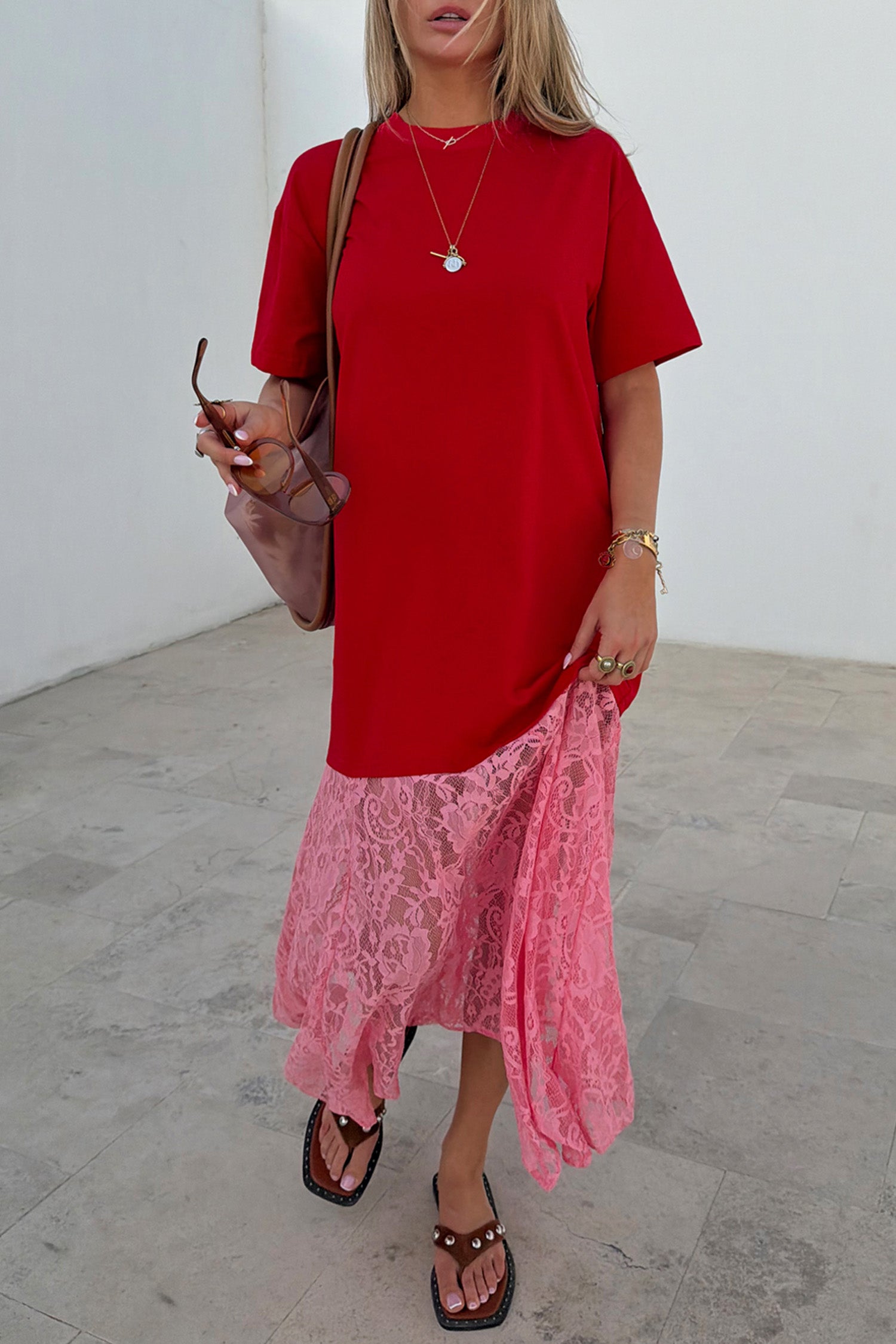 Red and Pink Cara T-Shirt Dress – Never Fully Dressed