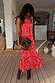 Red Bandana Remi Dress with Leopard Sleeve