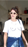 emma roberts wearing our iconic boob t-shirt 