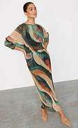 model is wearing the green plisse didi dress 