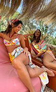 models are wearing the bright mosaic swimwear from our swim 24 collection