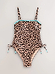 Leopard Whipstitch Bandeau Swimsuit
