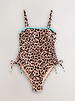 Leopard Whipstitch Bandeau Swimsuit