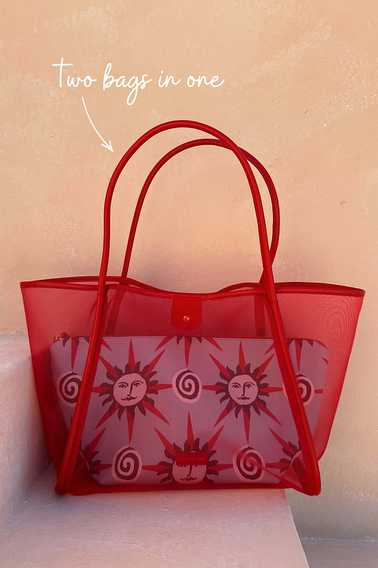 Red Mesh Tote Bag