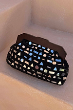 Black Beaded Mirror Bag