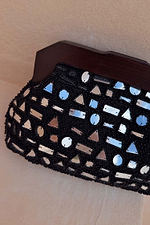 Black Beaded Mirror Bag