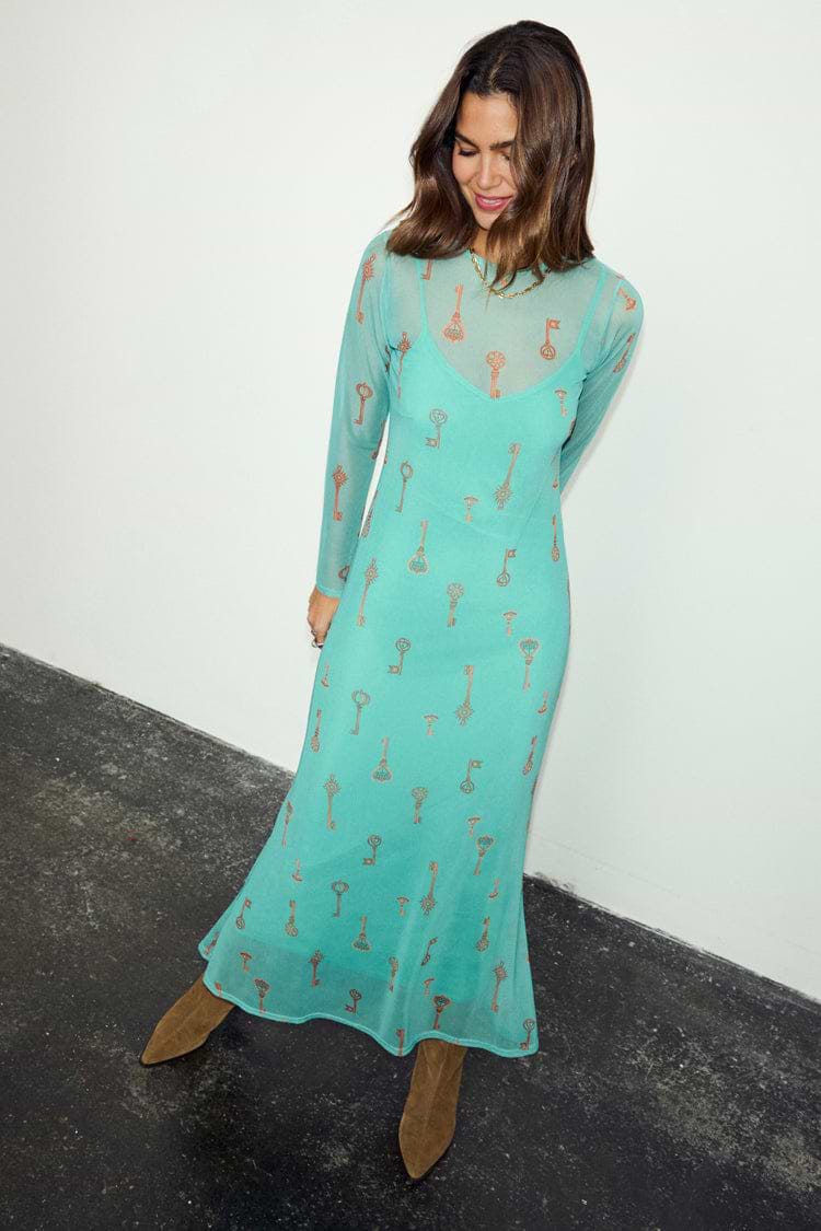 never fully dressed long sleeve dress Turquoise Key Mesh Dress – Never Fully Dressed
