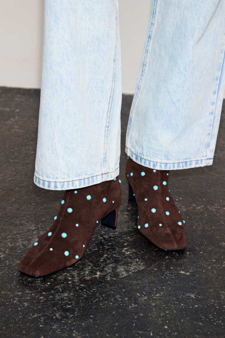 Chocolate Studded Suede Boots