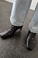 Black Leather Boots with Gold Studs