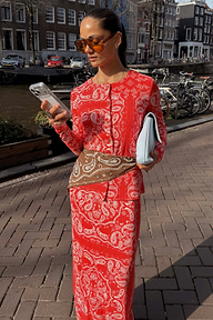 Red Bandana Alexa Cardigan