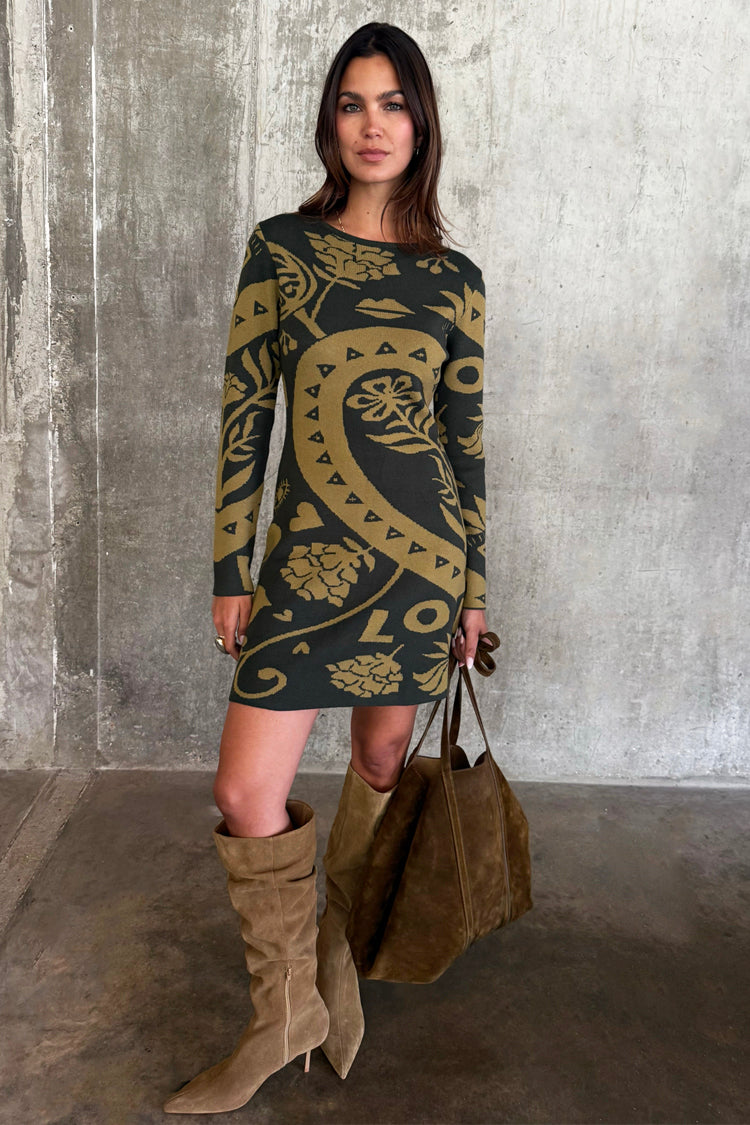 Olive Amara Knit Mini Dress – Never Fully Dressed