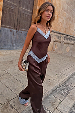 Chocolate Aurelia Top With Blue Lace