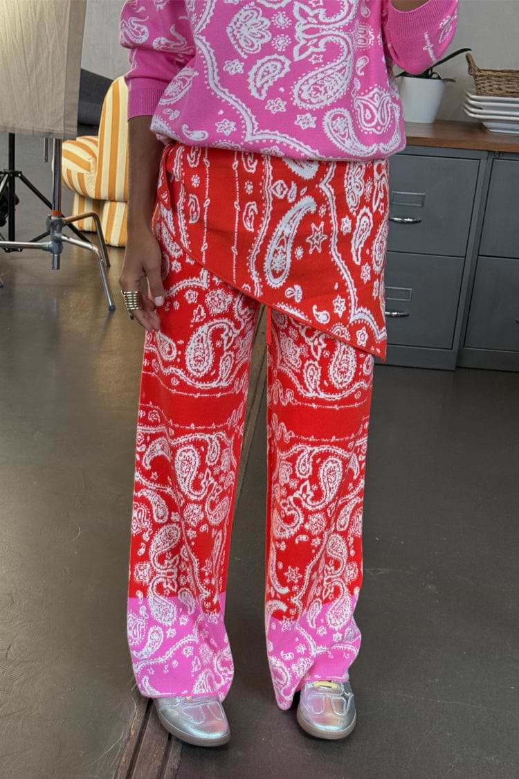 Red Bandana Wide Leg Trousers