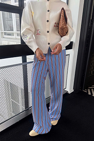 Blue Cotton Stripe Jogger