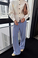 Blue Cotton Stripe Jogger