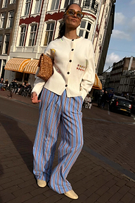 Blue Cotton Stripe Jogger