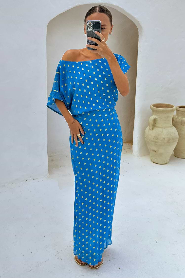 teal homecoming dress Women's Blue Jacquard Tilly Dress in - Size 22
