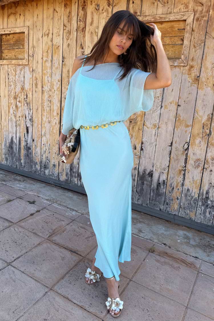 sachin and babi light blue dress Lady Black Tie - Cheyenne Gown - Sage Floral Chiffon Halter Dress