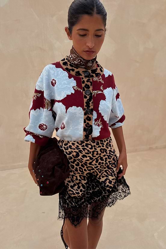 Burgundy & Blue Poppy Cardigan