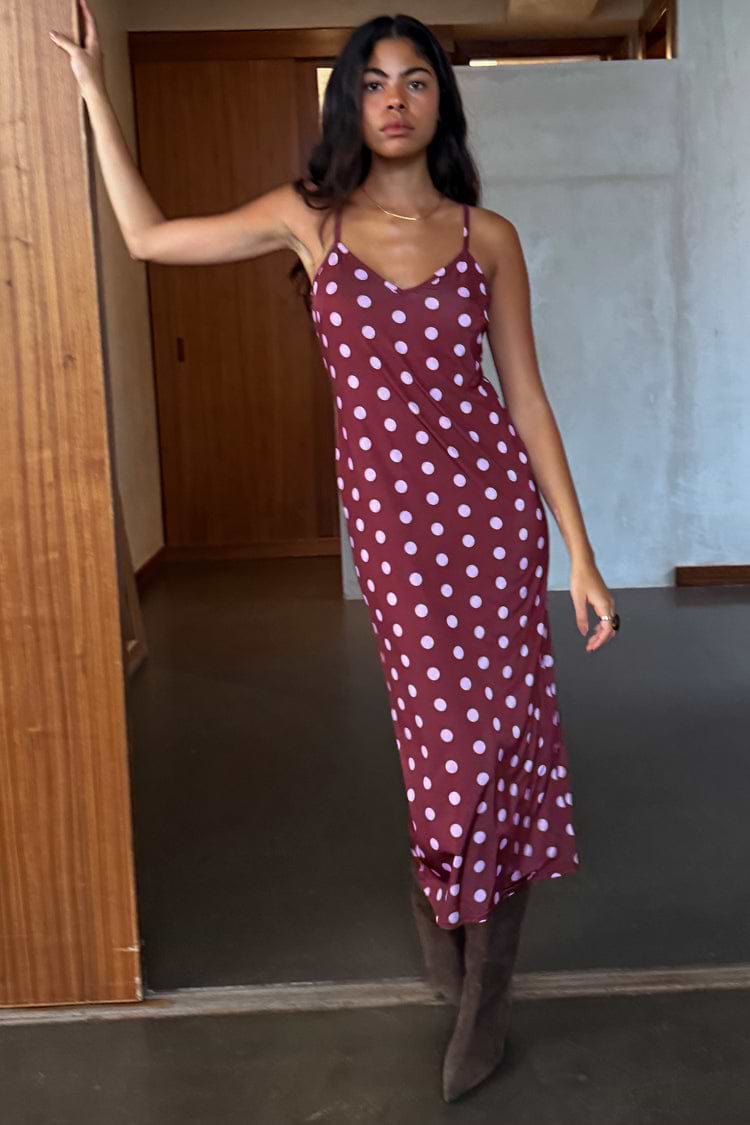 Burgundy Polka Dot Mesh Dress Never Fully Dressed Burgundy Polka Dot Mesh Dress Never Fully Dressed