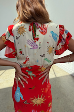 Red Celestial Midi Dress