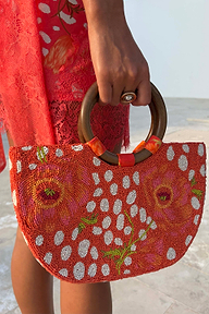 Coral Fawn Beaded Bag