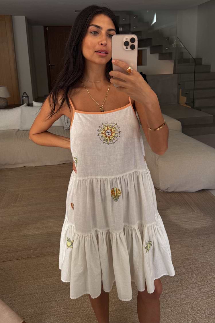 Cream Embroidered Slip Dress - 6 Cream Embroidered Slip Dress - 6