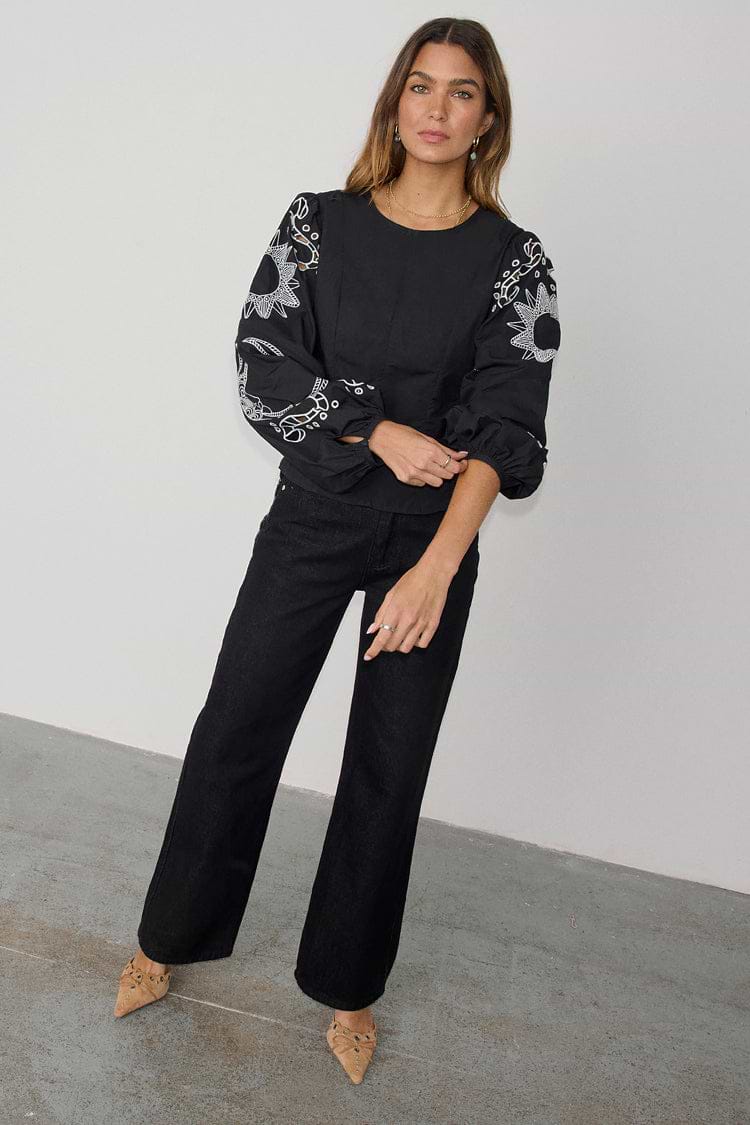 caption_Model wears Black Enchanted Lillie Top in UK size 8/ US 4