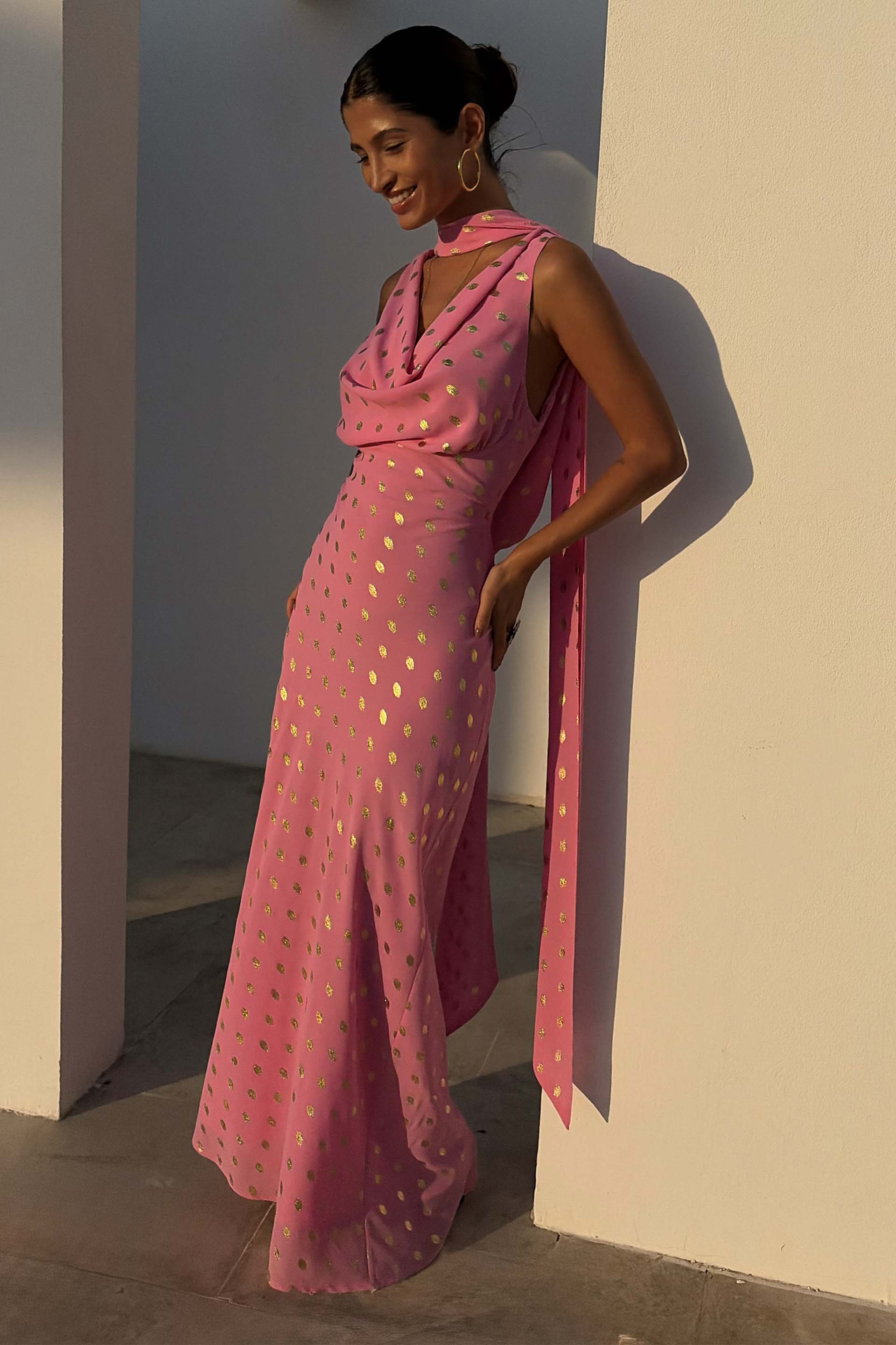 strapless open back dress Pink Sophie Dress with Gold Fleck – Never Fully Dressed