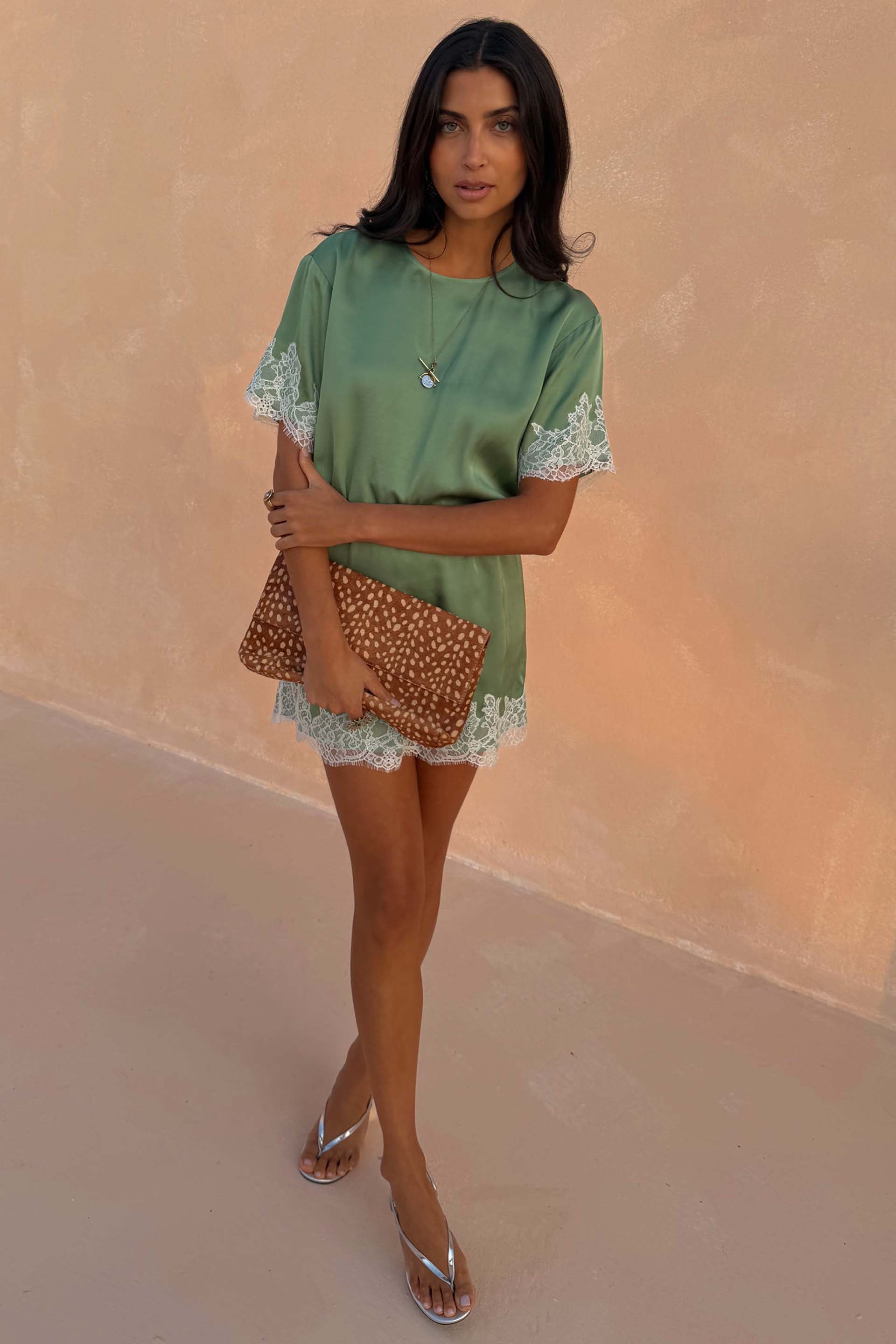 never fully dressed green skirt Never Fully Dressed Jaspre wrap midi skirt co-ord in khaki gold fleck